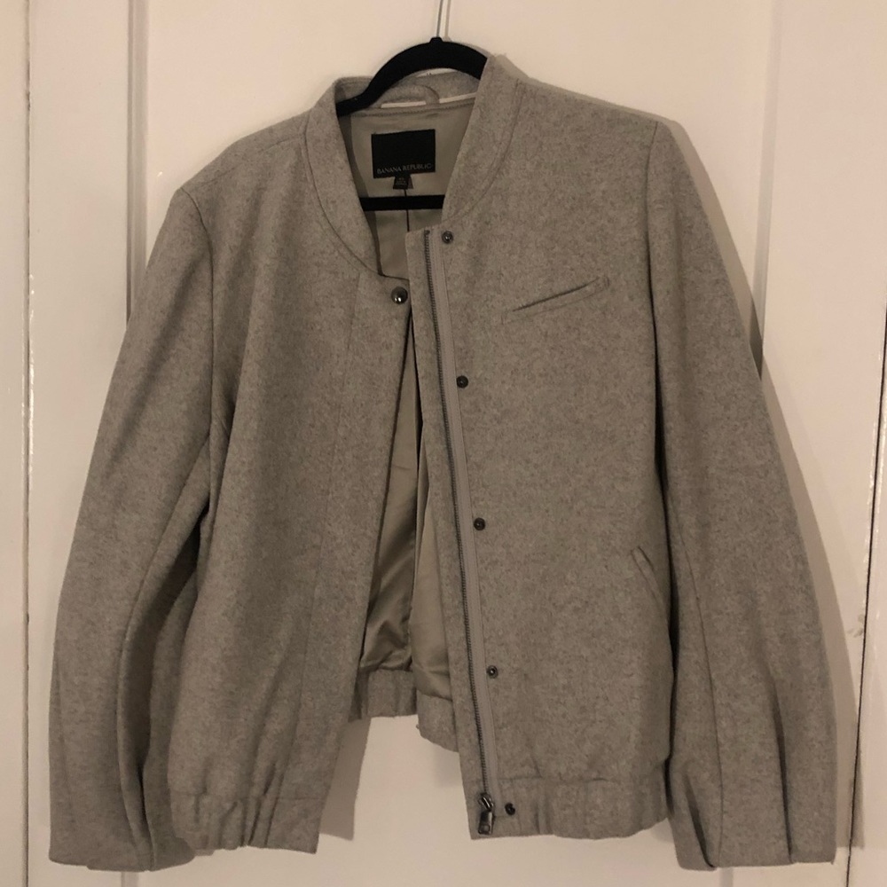 Banana Republic Grey Wool Bomber Jacket
